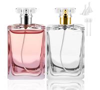 Bohoray 2 Piezas 100ml Bote Spray Pulverizador, Botella de Perfume Recargable de Cristal de Cristal, Botella Spray Recargable, Pulverizador Cristal Con 2 Presser, 2 Embudos Para Perfumes, Cosméticos
