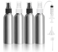 Bohoray 4 Piezas 150ml Bote Spray Pulverizador de Aluminio,Spray Agua Pulverizador Con Etiqueta,Embudo, Jeringa,Reutilizables Botellas de Spray de Vacío Para Aceite Esencial,Aromaterapia,Perfume,Viaje