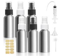 Bohoray 6 Piezas 30ml Bote Spray Pulverizador de Aluminio,Spray Agua Pulverizador Con Etiqueta,Embudo, Jeringa,Reutilizables Botellas de Spray de Vacío Para Aceite Esencial,Aromaterapia,Perfume,Viaje