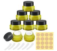 Bohoray 6 Piezas 40ml Tarro de Vidrio Ámbar, Envase Cosmético Botellas de Vidrio Vacías con Tapa Etiqueta Botella Espátula, Envases Vacíos Rellenables para Cosméticos, Cremas, Esenciales, Lociones
