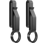 Bohrma 2 llaveros resistentes para cinturón, llaveros, trabilla para cinturón, llavero, de acero inoxidable, para hombre, llavero táctico, con 4 unidades para policía/bomberos, Negro , 3in