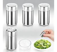 Bohrma 4 unidades de 5 ml mini saleros para viajes, acero inoxidable, salero pequeño con tapa, botellas de especias para viajes, salero y pimentero para restaurantes, camping y barbacoa al aire libre