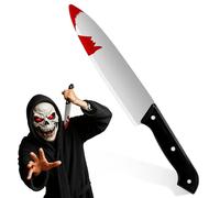 Bohrma Cuchillo de Halloween, cuchillo sangriento, cuchillo con efecto sangre, arma, cuchillo de plástico estilo Scream, duradero y seguro para niños, arma de juguete