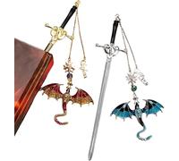 Bohrma Marcapáginas de fantasía cuarta ala, marcapáginas con diseño de dragón Sward Dragon Hombres, Espada Bookmark Cristal Colgante Regalo Único Mujeres Hombres