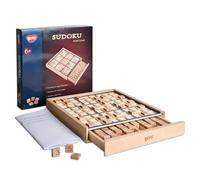 BOHS Juego de Mesa Sudoku de Madera con Cajón - Incluye Libro de 100 Puzzles Sudoku para Adultos - Juguetes de Escritorio para Estimulación Mental