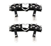 Bohue 2 ligas ajustables con forma de corazón para piernas con clips antideslizantes, ligas góticas de corazón, ligas ajustables para piernas, ligas de muslo para mujer, para fiesta de Halloween