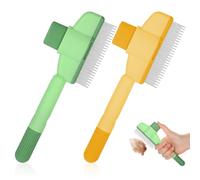 BOHUIZ Paquete de 2 peines antipulgas para perros y gatos con botón de liberación, peines de dientes finos para gatos, peine para eliminar pulgas, huevos, cepillo autolimpiante para mascotas con