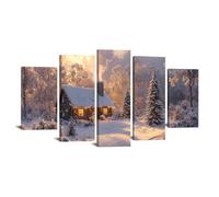 BOHUO 5 Piezas Cuadros Salon Modernos para Dormitorios Lienzos Bosque Cuadro Sobre Lienzo Moderno Dormitorio Cocina Cuadros Pared Imágenes Wall Art（Naranja 16-50x100cm Enmarcado