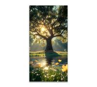 BOHUO Arbol De La Vida Cuadro Moderno en Lienzo Árbol Árboles junto al lago Cuadro Moderno Dormitorio Cocina Cuadros Pared Imágenes Wall Art Prints Decor Grande XXL（Verde 73-80x160cm Sin marco