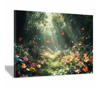 BOHUO Arte mural de lienzo del bosque encantado - estampados de animales y flores, pintura de paisajes naturales, gran pared para el salón y el despacho en casa-20x30cm Enmarcado