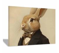 BOHUO Cuadro Animal conejo Impreso Lienzo Pintura Floral y tierno Cuadro Impresión Artística Imagen Decoracion de Pared Cocina（Blue 104-40x60cm Enmarcado