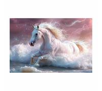 BOHUO Cuadro En Lienzo De Animales De Gran TamañO Caballo océano Cuadros Pintura Carteles E Impresiones, Arte De Pared De Porche（Blanco 43-60x80cm Sin marco