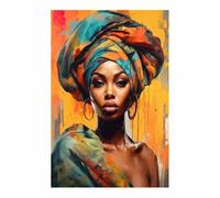BOHUO Cuadro Mujer Africana Grande En Lienzo Retro Abstractas Cuadro De Arte De Pared Para Sala De Estar Carteles E Impresiones（Amarillo 21-80x110cm Sin marco