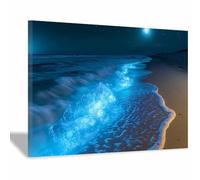 BOHUO Cuadros Decoracion Salon Océano Ola Pedazo Lienzos decorativos Junto al mar Pintura Poster Imagen Foto Cuadros Decorativos Salon Dormitorios Comedor Pasillo（Blau 2-80x110cm Enmarcado