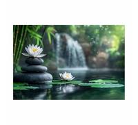 BOHUO Cuadros Decorativos Zen Lienzo Río Cuadros Pintura Carteles E Impresiones, Arte De Pared De Porche（Green 43-50x70cm Sin marco