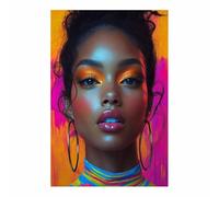 BOHUO Cuadros sobre Lienzo Mujer Negra Africana Elegancia moderna Pintura Imagen Cuadros Decorativos Salon Dormitorios Pasillo（Turquesa 58-30x40cm Sin marco