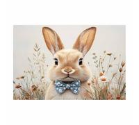 BOHUO Lienzo vintage con diseño de conejo floral para pared Divertido y tierno Cuadro Impresión Artística Imagen Decoracion de Pared Cocina（Rojo 28-70x100cm Sin marco