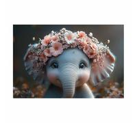 BOHUO Lienzos De Animales, Arte Mural En Lienzo Elefante mono Cuadros Decoracion para Dormitorios Barra Corredor（Rosa 37-70x100cm Sin marco