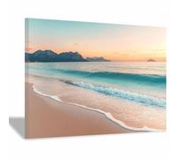 BOHUO Lienzos de Playa Cielo Azul del Mar de Impresión Junto al mar Moderno Cuadros Pared Imágenes Wall Art Prints Decor Canvas Grande XXL（Blau 46-80x110cm Enmarcado
