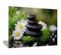 BOHUO Lienzos decorativos Cuadro Lienzo Moderno Zen paisaje Plantas Abstractas Cuadro De Arte De Pared Para Sala De Estar Carteles E Impresiones（Verde 3-50x70cm Enmarcado