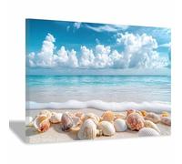 BOHUO Lienzos decorativos Playa océano Junto al mar decoración moderna para salón dormitorio - cuadros paisajísticos naturales（Blau 69-70x100cm Enmarcado