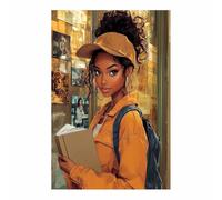 BOHUO Mujer Africana Mujeres negras africanas Cuadros Salon Lienzo Mujer elegante Textura Flor Botánico Cuadros Pintura decorativos Dormitorio Comedor（Púrpura 36-70x100cm Sin marco