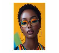 BOHUO Mujer Africana Mujeres negras africanas Cuadros Salon Lienzo Sexy y elegante Textura Flor Botánico Cuadros Pintura decorativos Dormitorio Comedor（Amarillo 57-70x100cm Sin marco