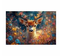 BOHUO Pintura mural de lienzo de ciervo floral Grabados de bosque coloridos para casa Salón Beoom Office Cozy-50x70cm Sin marco