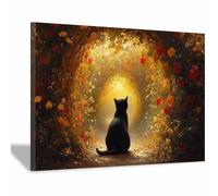 BOHUO Túnel de flores Dibujo mural de lienzo de animales negros Grabados de camino dorado Pintura para el salón Beoom Cozy Home Office-60x90cm Enmarcado