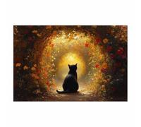 BOHUO Túnel de flores Dibujo mural de lienzo de animales negros Grabados de camino dorado Pintura para el salón Beoom Cozy Home Office-40x60cm Sin marco