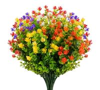 Boic 10 pcs Flores Artificiales Exterior, Resistente a los Rayos UV Flores Falsas Plástico Realista para el Hogar Jardín Patio Granja Decoraciones -Color
