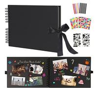 Boic Álbum de Fotos Scrapbook 10x15 para Pegar y Escribir, DIY Scrapbooking Album Espiral 80 Páginas Negras, Aniversario Navidad Regalo Originales para Mujer Los Padres Amigos (Negro)