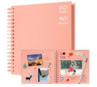 Boic Álbum de Fotos Scrapbook 24x24cm, DIY Espiral Álbum de Recortes para Pegar y Escribir 80 Páginas, Regalos de Boda Aniversario Bebé Cumpleanos Familiares (Rosa)