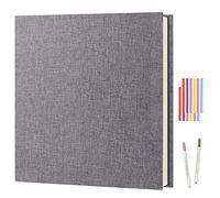 Boic Album Fotos Autoadhesivo 28x27cm Album de Fotos Para Pegar y Escribir, Lino DIY Scrapbook 40 Páginas, Regalo Bebé Cumpleanos Recuerdos Boda Aniversario Familiares (Gris)