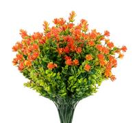 Boic Flores Artificiales Exterior, 10 pcs Resistente a los Rayos UV Flores Falsas Plástico Realista para el Hogar Jardín Patio Granja Decoraciones - Naranja
