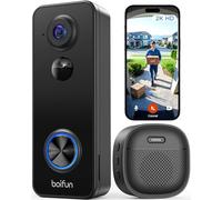 BOIFUN 2K Timbre Inalámbrico con Cámara, Visión 180° sin Puntos Ciegos, Instalación Sencilla, Detección Humana PIR, Audio Bidireccional, Visión Nocturna a Color, IP65 Impermeable, Solo Wi-Fi 2,4 GHz