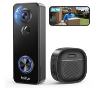 BOIFUN 2K Timbre Inalámbrico con Cámara, Visión Panorámica de 180°, Instalación Sencilla, Detección Humana PIR, Audio Bidireccional, Visión Nocturna a Color, IP65 Impermeable, Solo Wi-Fi 2,4 GHz