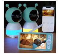 BOIFUN 2K Vigilabebes con 2 Camaras con App Movil, 5" Pantalla Dividida, Rotación 360°, Luz Nocturna Colorida, Monitoreo de Movimiento y Seguimiento Automático, Alarma de Área Personalizada, Zoom 4X