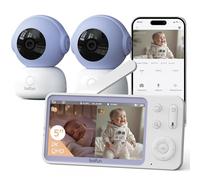 BOIFUN 2K Vigilabebes con 2 Camaras con App Movil, 5" Pantalla Dividida, Rotación 360°, Monitoreo de Movimiento y Seguimiento Automático, Alarma de Área Personalizada, Zoom 4X, VOX