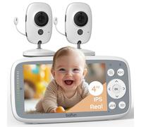 Boifun 4'' Camara Vigilancia Bebe Vigilabebes con 2 Camaras sin WiFi, Vision Nocturna Infrarouge Invisible, HD 720P, Comunicación Bidireccional, Zoom 3X, Canciones de Cuna, Detección de Temperatura
