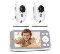 BOIFUN 4'' Camara Vigilancia Bebe Vigilabebes con 2 Camaras sin WiFi, Vision Nocturna Infrarouge Invisible, HD 720P, Comunicación Bidireccional, Zoom 3X, Canciones de Cuna, Detección de Temperatura