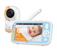 BOIFUN 5" Camara Vigilancia Bebe, Rotación de 360°, sin WiFi,Visión Nocturna Infrarroja Invisible, Solo Voz, Zoom 3X, Pantalla IPS Clara, Barra de Volumen, 3050mAh