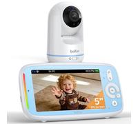 BOIFUN 5" Camara Vigilancia Bebe, Rotación de 360°, sin WiFi，Visión Nocturna Infrarroja Invisible, Solo Voz, Zoom 3X, Pantalla IPS Clara, Barra de Volumen, 3050mAh