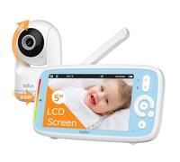 Boifun - Cámara de bebé sin WiFi ni ondas 5" 720P IPS (modelo mejorado), visión nocturna infrarroja invisible, cámara bebe 360°, batería larga duración 24h, alcance de larga distancia, audio claro