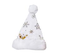 Boina azul gruesa de forro polar gorro de Navidad para adultos niños decoraciones navideñas de felpa corto rojo y blanco a cuadros sombrero con orejas (GD2, talla única)