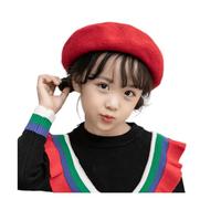Boina clásica de pintora francesa para niñas y niños, gorro de lana estilo francés, color sólido, gorro cálido de invierno (para 3 a 6 años), Rojo10., 3-6 años