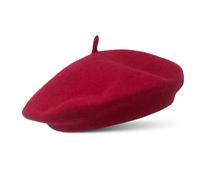 Boina de lana francesa, clásica, elástica, talla única, color sólido, elegante y elegante parisino, Rojo -, 7 1/4-7 3/8