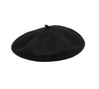 Boina de Lana para Adultos, Francés Sombrero Parisino Mujer Hombre, Boinas para Mujer, Boina de Color Liso, Boinas Vintage Elegante, para Verano, Invierno, Negro