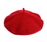 Boina de lana para mujer, boinas planas lisas, cálidas, francesas, elegantes, para artistas, a la moda, vintage, pintor, rosso, Taille unique