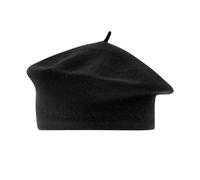 Boina de lana sintética de color sólido para mujer, sombrero de pintor, sombreros de pintura para mujer, Negro, Talla única